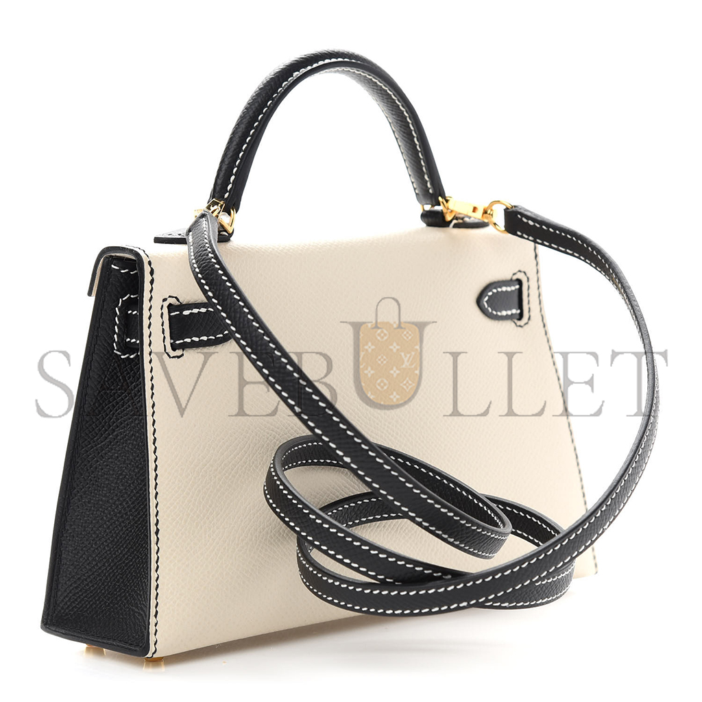 HERMÈS EPSOM HORSESHOE MINI KELLY II CRAIE BLACK (19*12*5.5cm) 